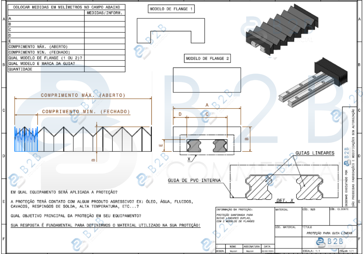 Proteção Sanfonada para Conjunto de Guias Lineares - B2B COMMERCIAL (41) 3534-7513